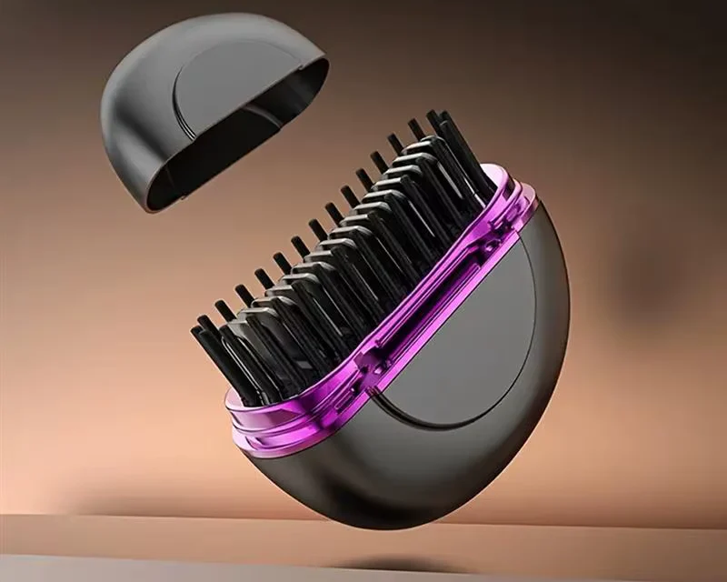 Electric Heating Hair Straightener Brush Portable Mini Hair Straightener 3 Temperature Hot Hair Comb Anti-Scald for Men & Women