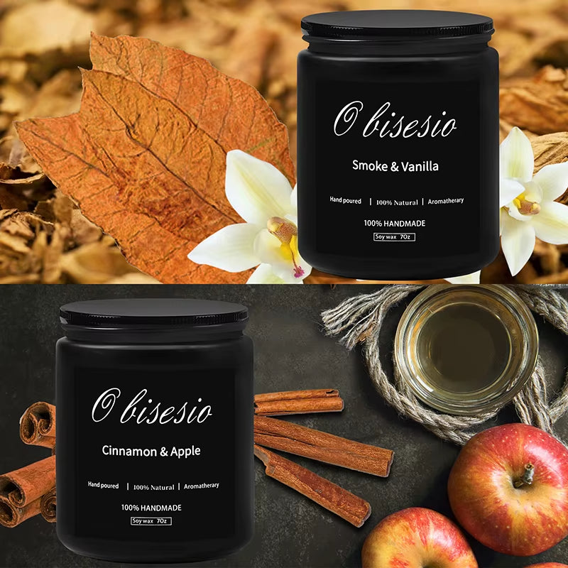 Scented Candle for Men Aromatherapy Candle for Home Scented Soy Candle Set Cinnamon Apple Vanilla Pumpkin Men Candle